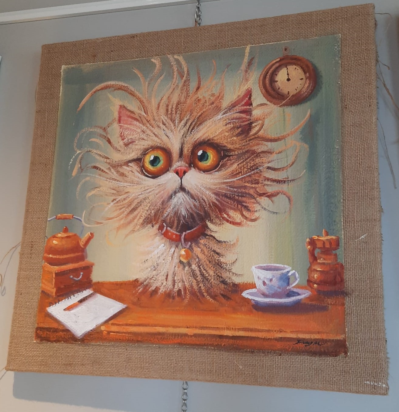 KETEN TUVAL ÜZERİ KEDİ